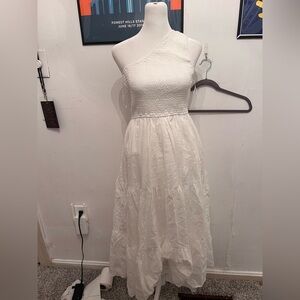 Billy J One Shoulder Ruched Maxi Dress White Size 12